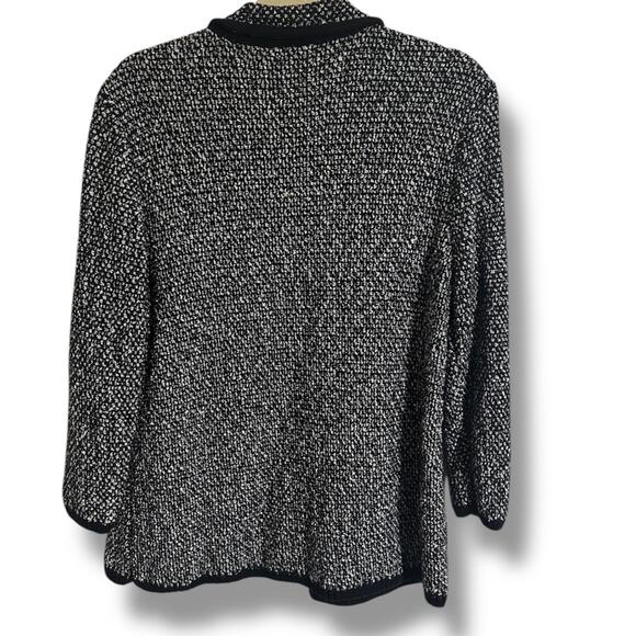 Ann Taylor Black and White Cardigan with Lapel Collar soft cotton blend Large - Picture 4 of 6